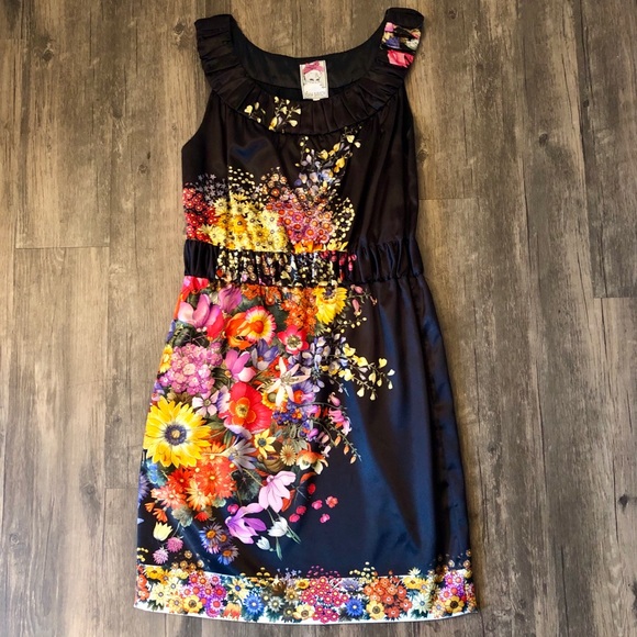 Anthropologie Dresses & Skirts - ANTHROPOLOGIE Baraschi Black Floral Dress Medium 8